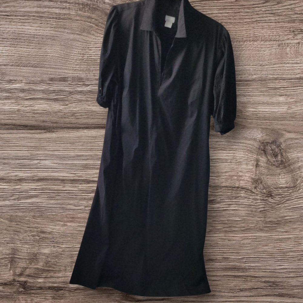 Chico's Black Casual Dress Eyelet Puff Sleeve Sz 3=16/XL. - Picture 10 of 16